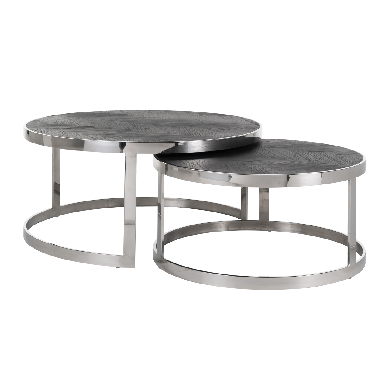 Stolik kawowy Blackbone Silver czarny rustykalny (zestaw 2 szt.)