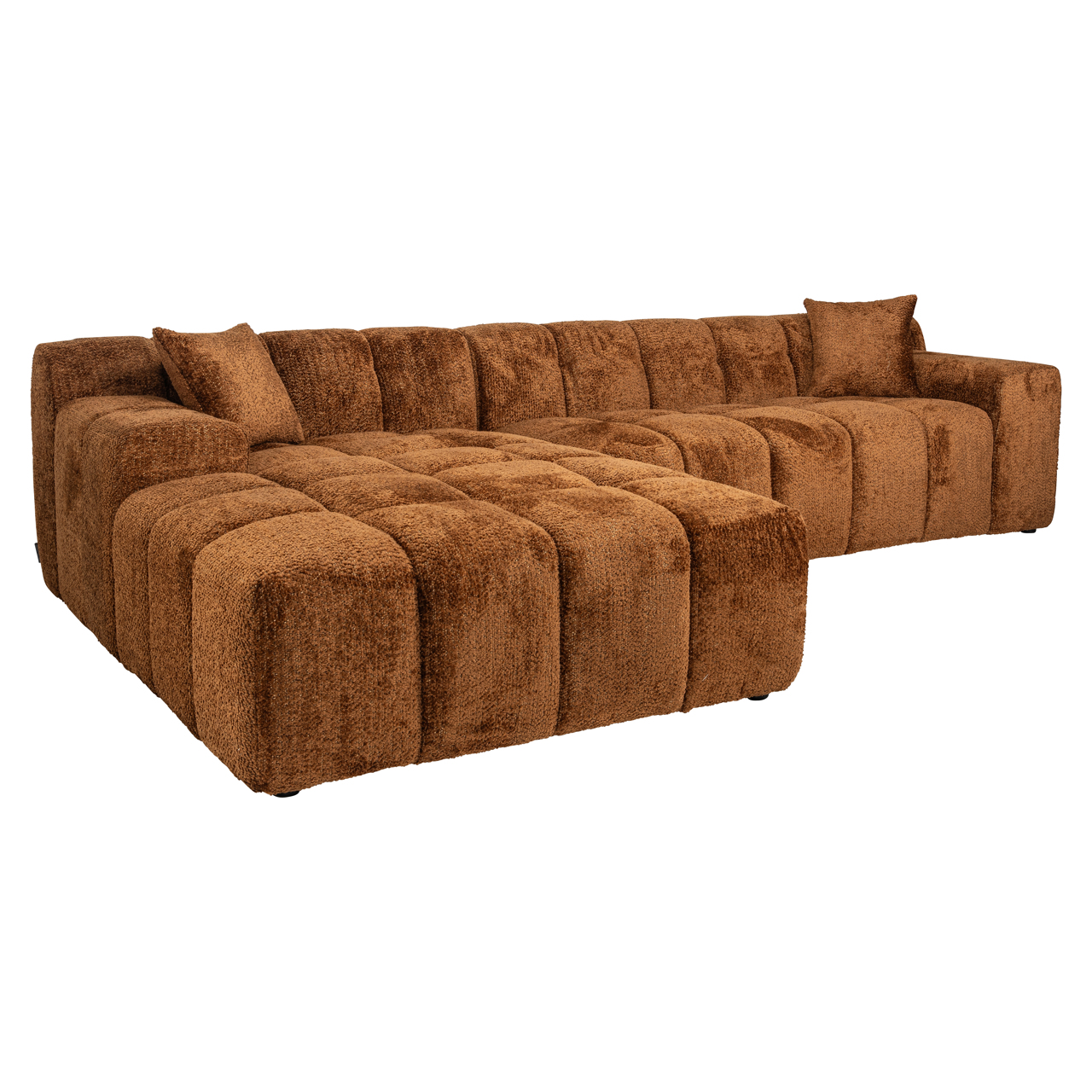 Sofa Cube śliczna cynamonowa 3-osobowa + leżanka lewa