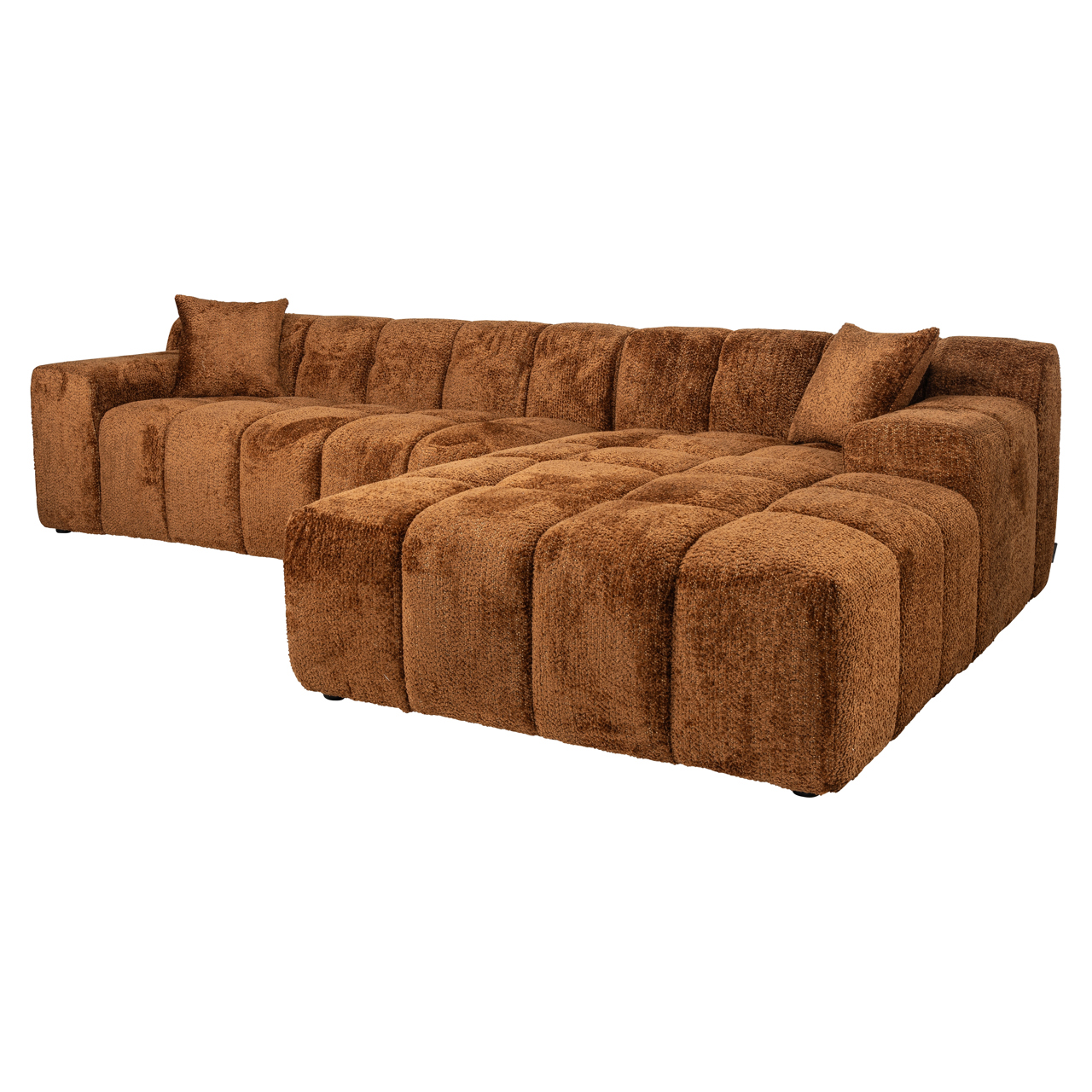 Sofa Cube śliczna cynamonowa 3-osobowa + sofa wypoczynkowa prawa