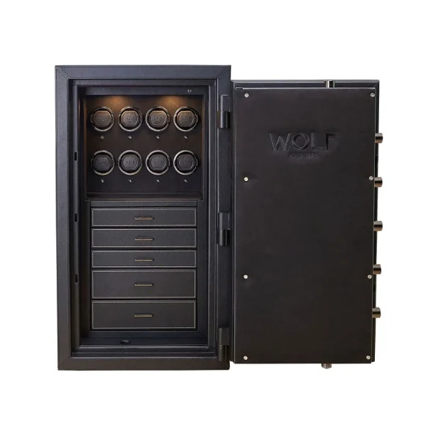 Athos 8 Piece Watch Winder and Jewelry Safe - Black