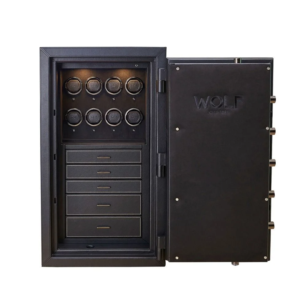 Athos 8 Piece Watch Winder and Jewelry Safe - Black