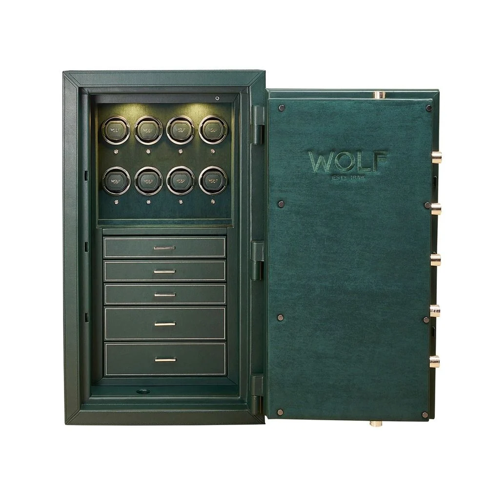 Athos 8 Piece Watch Winder and Jewelry Safe - Green