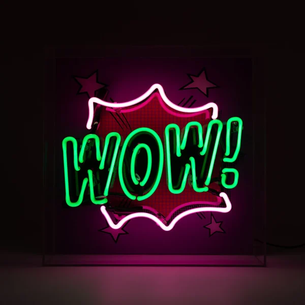 'WOW' Large Glass Neon