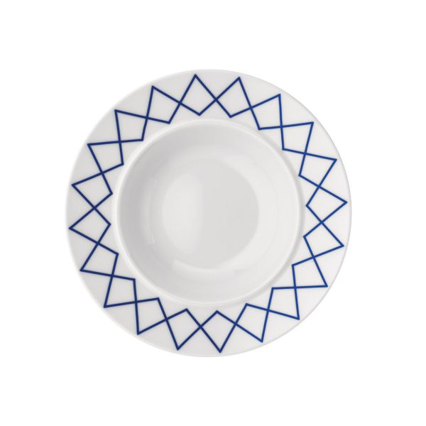 Miska na zupę z białej, zdobionej porcelany 23 cm