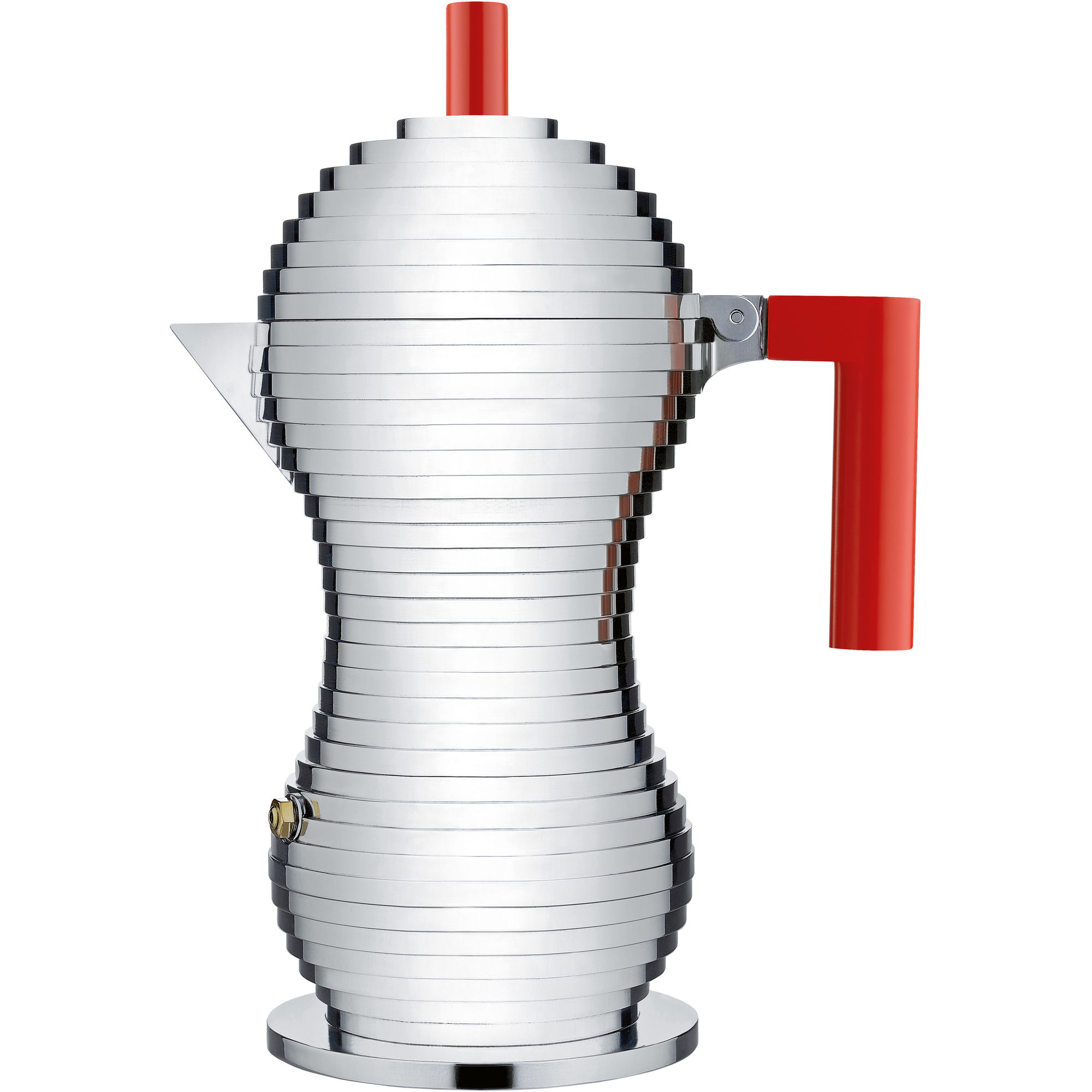 PULCINA- zaparzacz do kawy, ciśnieniowy, czerwone uchwyty, na indukcję, na 6 filiżanek