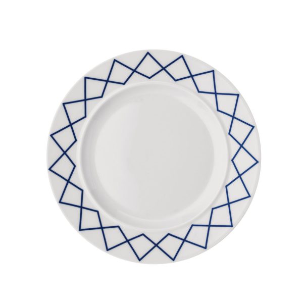 Płaski talerz z zdobionej białej porcelany 27 cm