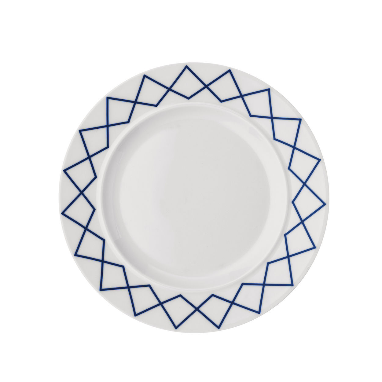 Płaski talerz z zdobionej białej porcelany 27 cm