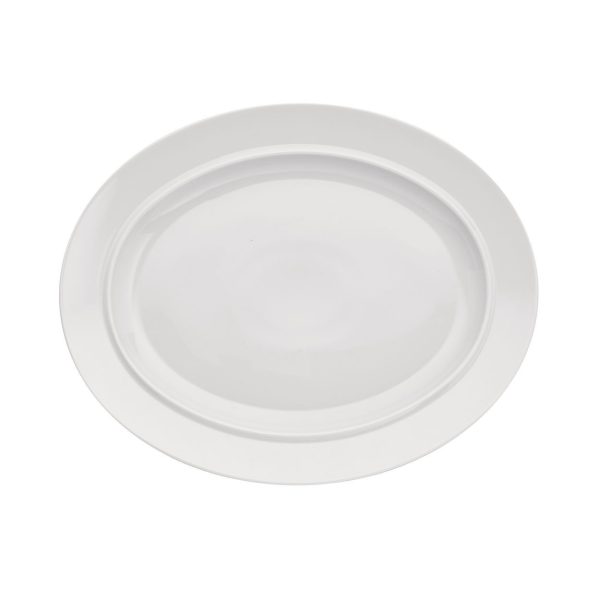 Owalny talerz do serwowania z białej porcelany 38 cm